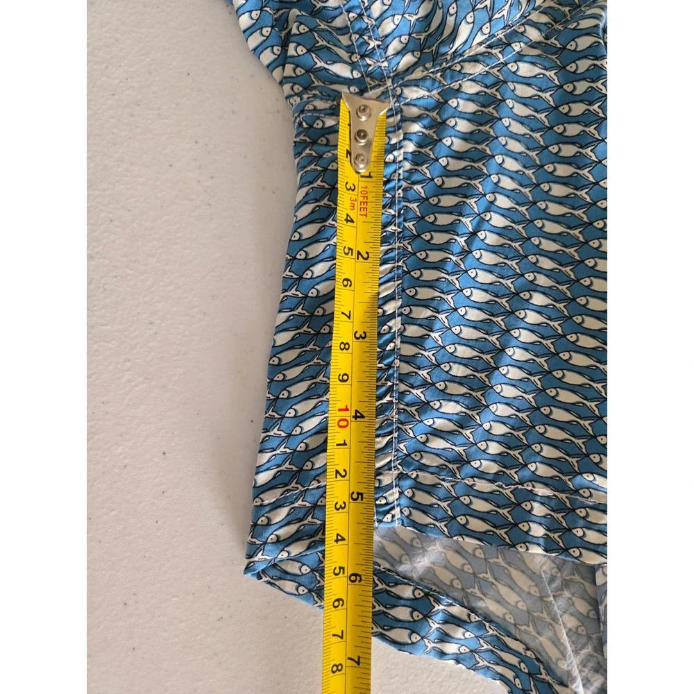 Boggi Milano Mens Blue Fish Print Swim Trunks Made in Italy Size M Mesh Lined‎